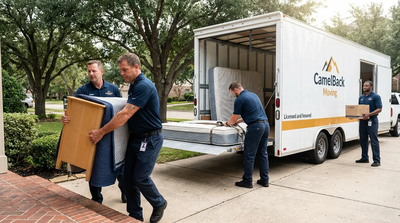Crew loading residential truck for cross-state move from Grayslake, IL